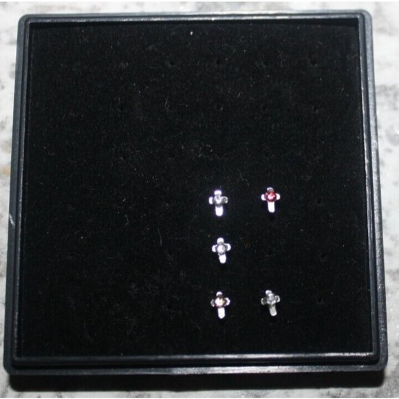 Set Of 5 CZ Cross 316L Surgical Steel Nose Stud Rings 20G Clear Red Yellow NIB - Picture 1 of 4